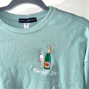 Kiel James Patrick Rose All Day Crewneck Sweatshirt Teal Women's M KJP